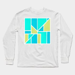 Inverted Blue Green Geometric Abstract Acrylic Painting VI Long Sleeve T-Shirt